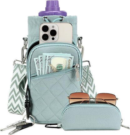 AGLOD Water Bottle Carrier Bag with Strap, Water Bottle Holder Crossbody Bags for Women Men for Walking, Hiking,Cycling