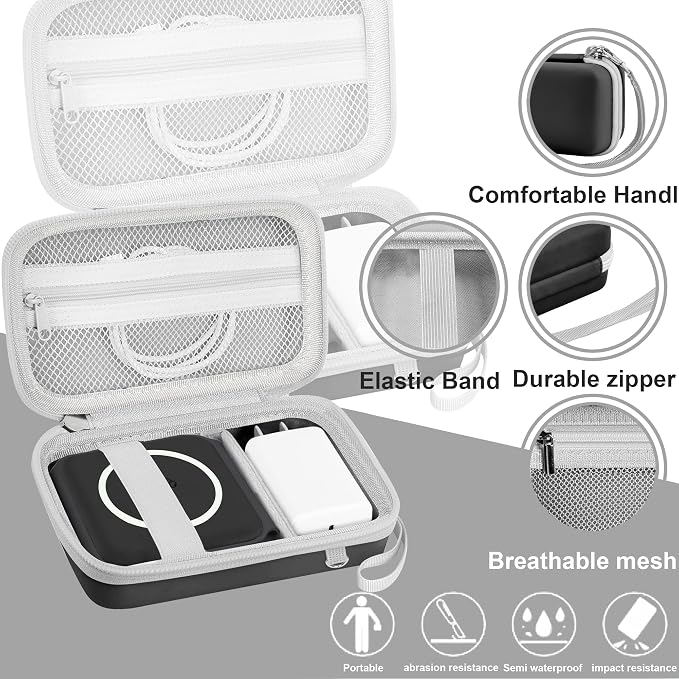 Leayjeen Travel Case Compatible with Hicober 3 in 1 Charging Station/UCOMX Nano Magnetic 2 in 1 Wireless Charger,Foldable Magnetic Charging Station Storage Holder Bag-Black (Case Only)