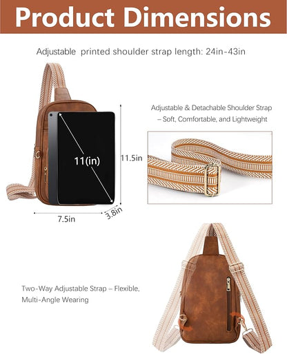 Anti Theft Crossbody Bags for Women,RFID Sling Bag Travel Purse,Vegan Leather Cross Body Purses Chest Bag for Travel(Pure Brown) | Multi-Pocket, Structured bag, Any Occasion