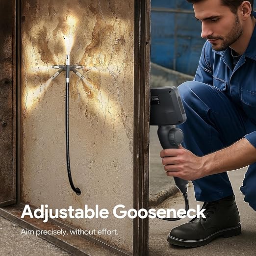 DEPSTECH Dual Lens Two-Way Articulating Borescope Camera with Light, 4.5" Screen and 5FT Flexible Snake Scope Industrial Endoscope, Inspection Video Camera Tool for Wall, Engine, Auto, Mechanics