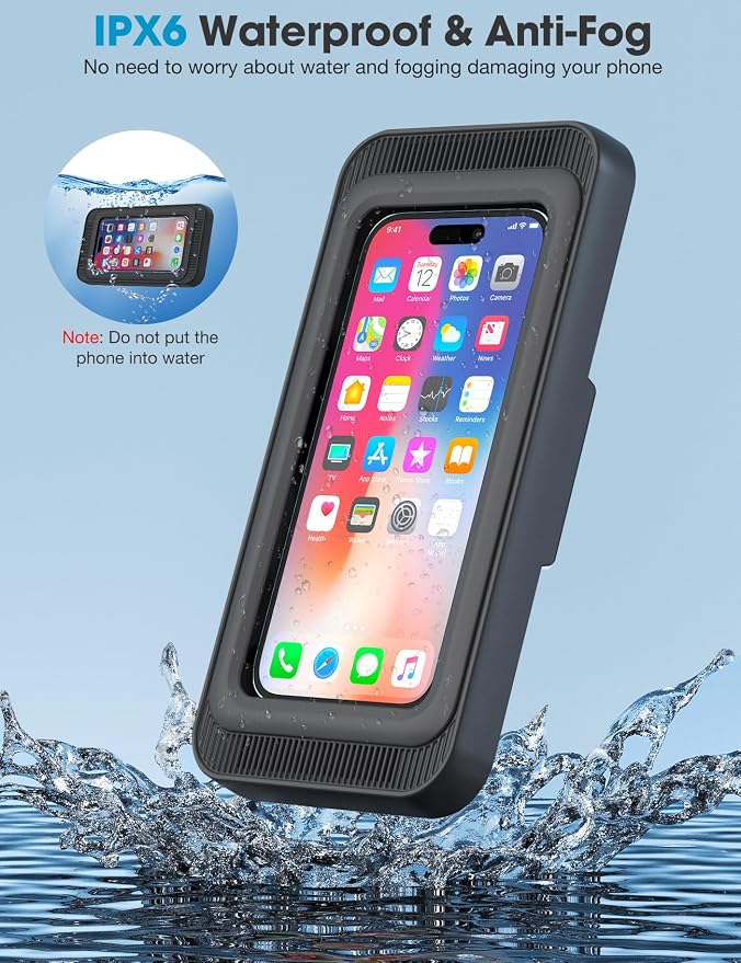 KUNSLUCK Shower Phone Holder Waterproof, 480°Rotation Shower Phone Case, Wall Phone Mount Stand with Original Sound Quality for Bathroom Wall Mirror Bathtub Kitchen, Compatible with 4-7" Phones