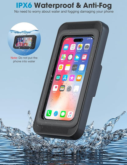 KUNSLUCK Shower Phone Holder Waterproof, 480°Rotation Shower Phone Case, Wall Phone Mount Stand with Original Sound Quality for Bathroom Wall Mirror Bathtub Kitchen, Compatible with 4-7" Phones