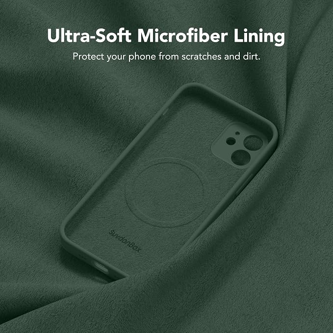 Magnetic for iPhone 12 Case, Compatible with MagSafe, [Full Camera Protection][Screen Protector] Silicone Shockproof Protective Phone Case for iPhone 12 6.1", Alpine Green