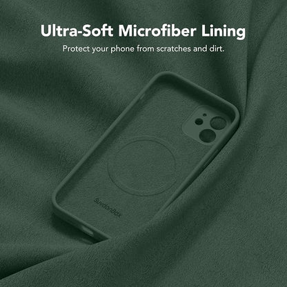 Magnetic for iPhone 12 Case, Compatible with MagSafe, [Full Camera Protection][Screen Protector] Silicone Shockproof Protective Phone Case for iPhone 12 6.1", Alpine Green