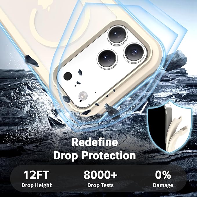 jaroco Magnetic for iPhone 17 Pro Max Case, [Compatible with MagSafe][Military Grade Drop Protection][Heavy Duty Protection][Non-Slip][Shockproof] 2-Layer Durable Bumper Phone Case 6.9''-Antique White