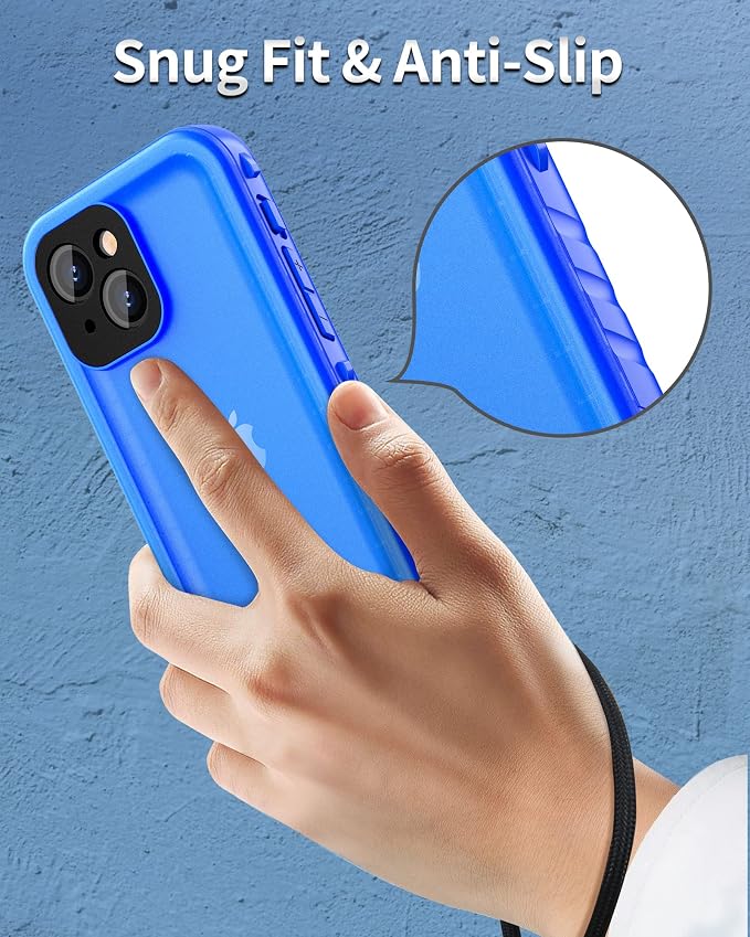 SPORTLINK Compatible with iPhone 13 MINI Waterproof Case - Built in Screen Protector Full Body Shockproof Dustproof IP68 Waterproof Case for iPhone 13 MINI 5.4 Inch Blue