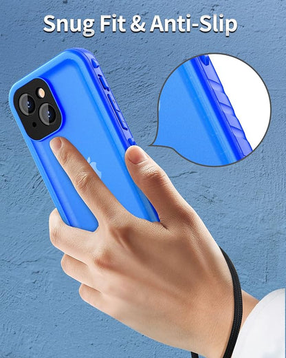 SPORTLINK Compatible with iPhone 13 MINI Waterproof Case - Built in Screen Protector Full Body Shockproof Dustproof IP68 Waterproof Case for iPhone 13 MINI 5.4 Inch Blue