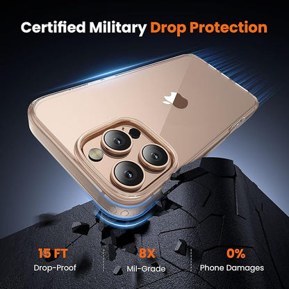 3 in 1 for iPhone 16 Pro Case Clear,[Yellowing-Resistant Acrylic Back] Screen Protector *1 & Camera Lens Protector*1, Shockproof for iPhone 16 Pro Phone Case 6.3 inch Clear