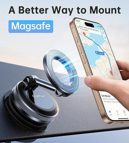 Coolpow【Newest Vacuum Magnetic Phone Holder for Car Phone Holder Mount【Movable Vacuum Suction】 Magsafe Car Mount Cell Phone Holders for Your Car Accessories Interior for Women Men for iPhone 17 16 15