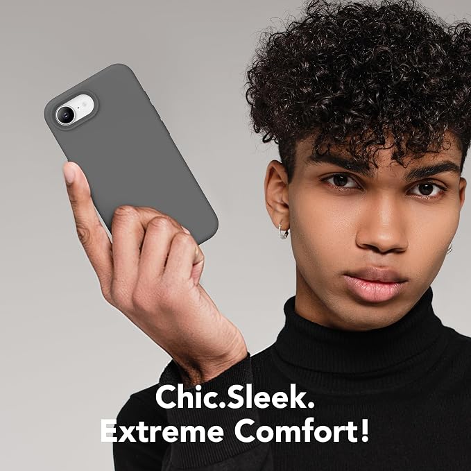 Magnetic for iPhone 17e/iPhone 16e Case, Compatible with MagSafe, [Soft Anti-Scratch Microfiber Lining] Slim Silicone Shockproof Protective Phone Case for iPhone 17e/16e 6.1", Dark Gray
