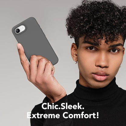 Magnetic for iPhone 17e/iPhone 16e Case, Compatible with MagSafe, [Soft Anti-Scratch Microfiber Lining] Slim Silicone Shockproof Protective Phone Case for iPhone 17e/16e 6.1", Dark Gray
