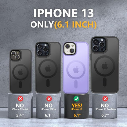 MOCCA Strong Magnetic for iPhone 13 Case, [Compatible with Magsafe][Screen Protector+Camera Lens Protector] Translucent Matte Back Slim Shockproof Case for iPhone 13 Phone Case 6.1", Light Purple