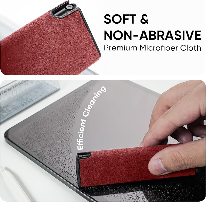 FLOLAB Clear Guard Screen Cleaner for iPhone, Mobile Phone, Laptop, Tablet, Spray and Microfiber Cloth All in one, Easy to Clean, Portable - Atomic Red