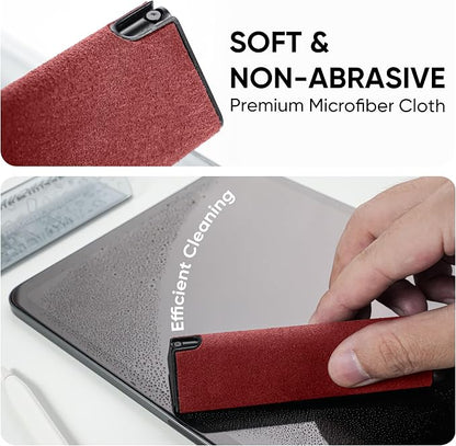 FLOLAB Clear Guard Screen Cleaner for iPhone, Mobile Phone, Laptop, Tablet, Spray and Microfiber Cloth All in one, Easy to Clean, Portable - Atomic Red
