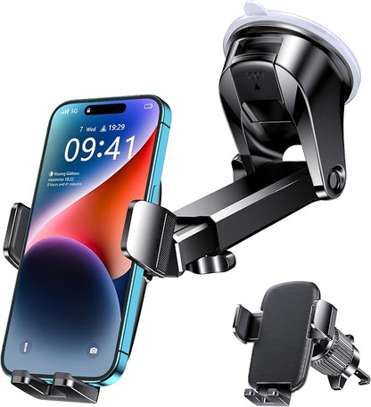 Qifutan Car Phone Holder Mount Phone Mount for Car Windshield/Dashboard/Air Vent Holder for iPhone & Android Smartphone, 360° Adjustable, Cell Phone Camera Mounts