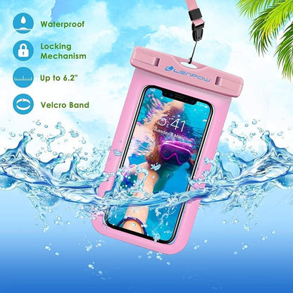 GLBSUNION Universal Waterproof Phone Pouch, 4-Pack IPX8 Waterproof Case Underwater Dry Bag Protective Pouch for Pools Beach Kayaking Travel iPhone 17 16 15 14 13 Pro MAX Plus Galaxy up to 7.5"