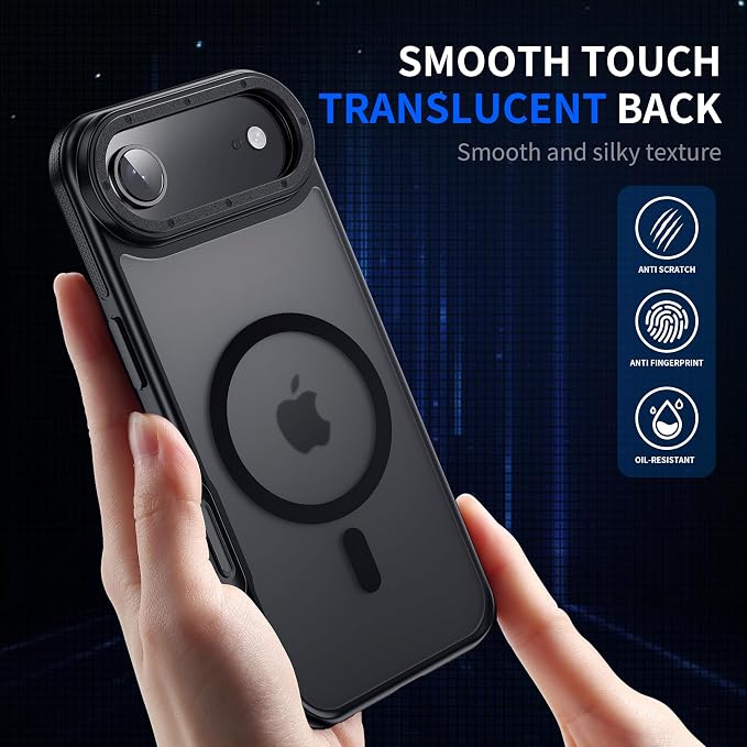 Magnetic for iPhone Air case, with Camera Lens Protector [10Ft Military-Grade Protection] Compatible with fit MagSafe Slim case for iPhone 17 Air 6.5 inch, Black Bumper