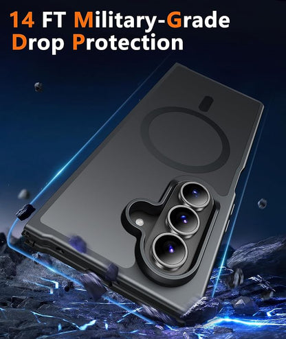 FNTCASE for Samsung Galaxy Z Fold7 Case: [Fit for Magsafe] [Screen Protector] Magnetic Translucent Matte, Military Grade Drop Protection, Shockproof Protective for Fold 7 Phone Cover (Black 8.0 inch)