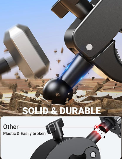 Coolpow Bike Phone Holder for Bike【Camera Friendly】 Ultra Stable Motorcycle Phone Mount【1s Lock】 Bike Cell Phone Holder Clamp for iPhone 17 Pro Max 16 15 14, All 4.7-7" Smartphones