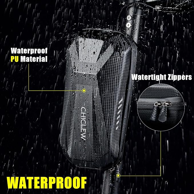 CHICLEW Portable Electric Scooter Bag, Quick Release Scooter Storage Bag with 2L/3L Large Capacity, Waterproof Front Handlebar Bag for Carrying Phone, Wallet, Tools