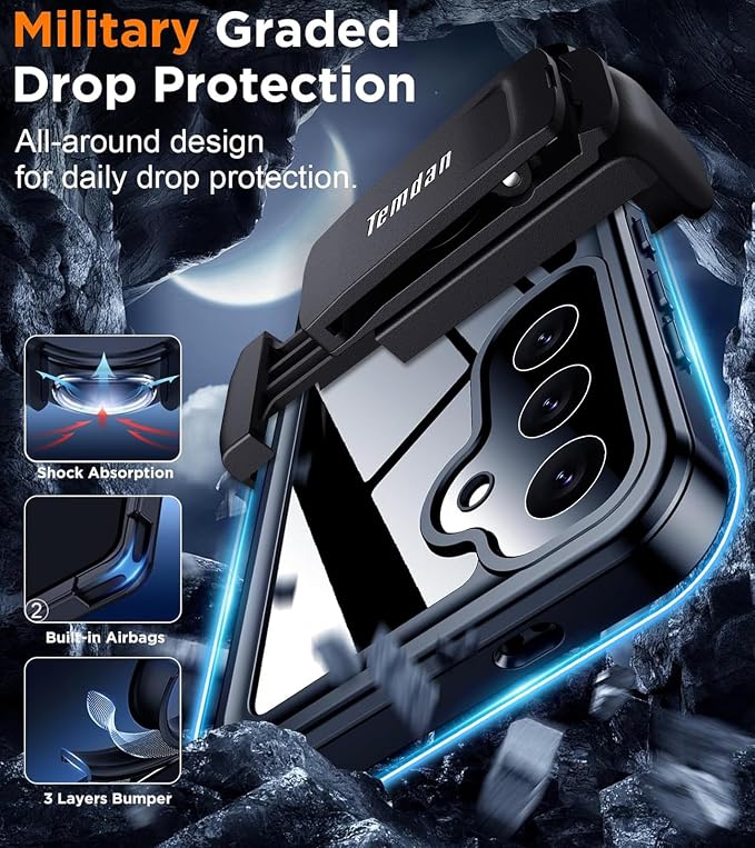 Temdan Compatible with Samsung Galaxy S24 Case Waterproof with Belt Clip Holster, Built-in Lens & Screen Protector Military Grade Shockproof Dropproof IP68 Underwater Full Body Phone Case