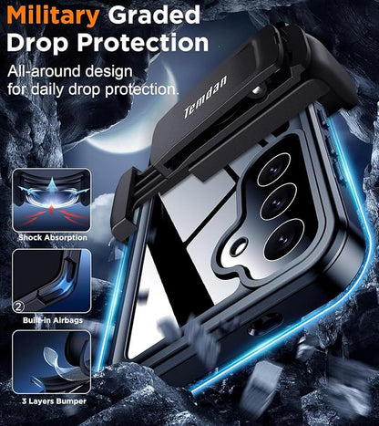 Temdan Compatible with Samsung Galaxy S24 Case Waterproof with Belt Clip Holster, Built-in Lens & Screen Protector Military Grade Shockproof Dropproof IP68 Underwater Full Body Phone Case