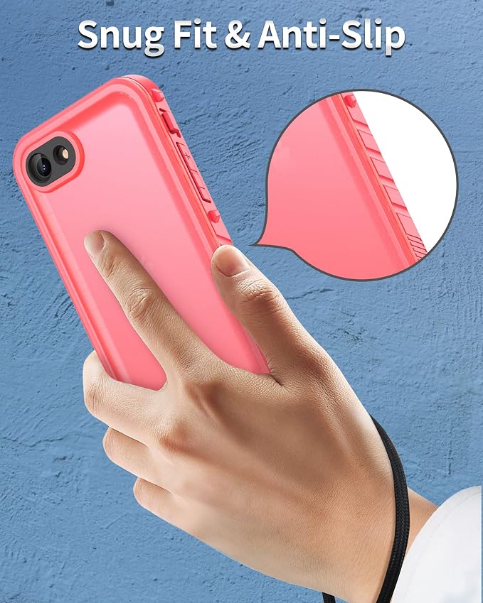 SPORTLINK for iPhone SE 3rd 2022/iPhone SE 2nd 2020/iPhone 7/8 Waterproof Case - Built in Screen Protector Full Body Shockproof Dustproof IP68 Waterproof Case for iPhone SE3/SE2/7/8 Frosted Pink