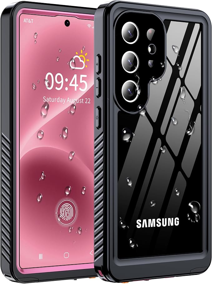 for Samsung Galaxy S25 Ultra Case, IP68 Waterproof with Built-in Screen&Lens Protector [14FT Military Shockproof] Full Body Heavy Duty Protective Phone Case for S25 Ultra 5G, Pink