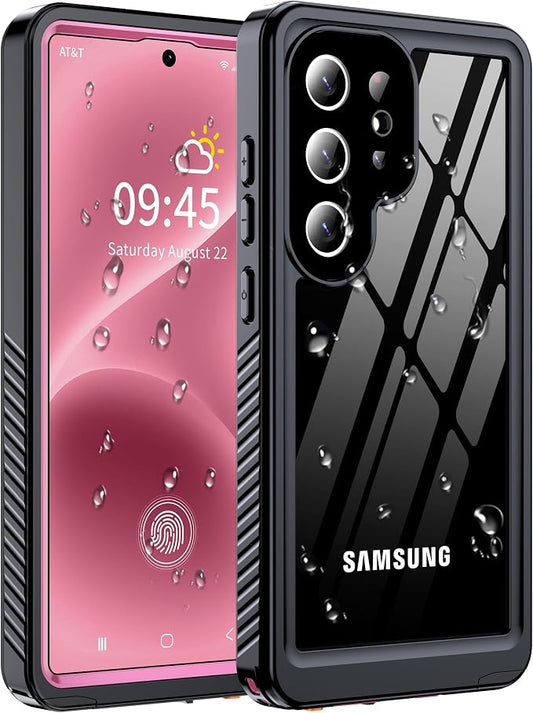 for Samsung Galaxy S25 Ultra Case, IP68 Waterproof with Built-in Screen&Lens Protector [14FT Military Shockproof] Full Body Heavy Duty Protective Phone Case for S25 Ultra 5G, Pink