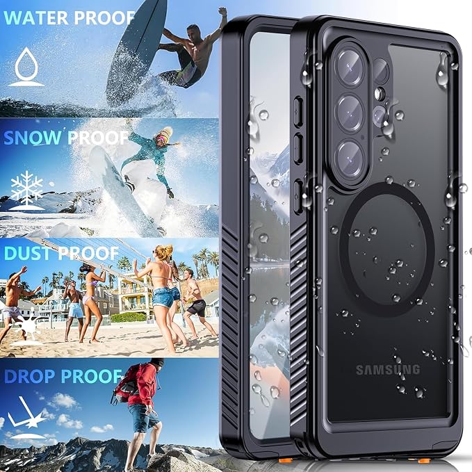 Hualele for Samsung Galaxy S26 Ultra Case Waterproof, Compatible with MagSafe, Built in Lens & Screen Protector Rugged Full Body Protection IP68 Underwater Cover Case for Galaxy S26 Ultra 5G Black