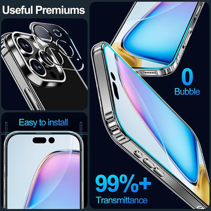 xiwxi for iPhone 16 Pro Max Case,with Screen Protector+Camera Lens Protector,Non-Yellowing,Military-Grade Drop Protection,Perfect Handfeel,Shockproof Bumper,Clear Slim Phone Case-6.9 inch
