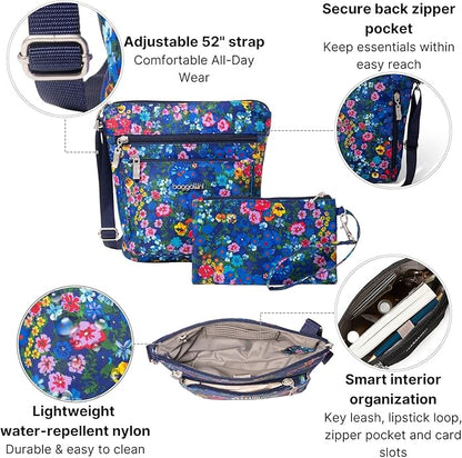 Baggallini Pocket Crossbody Bags for Women 8x8 Small Lightweight Durable Water-resistant Travel Purse W/Rfid