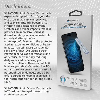 ProofTech SPRAY ON Liquid Glass Screen Protector for up to 10 Devices - Wipe On Scratch and Crack Resistant Nano Protection for All Phones Tablets Smart Watches Universal