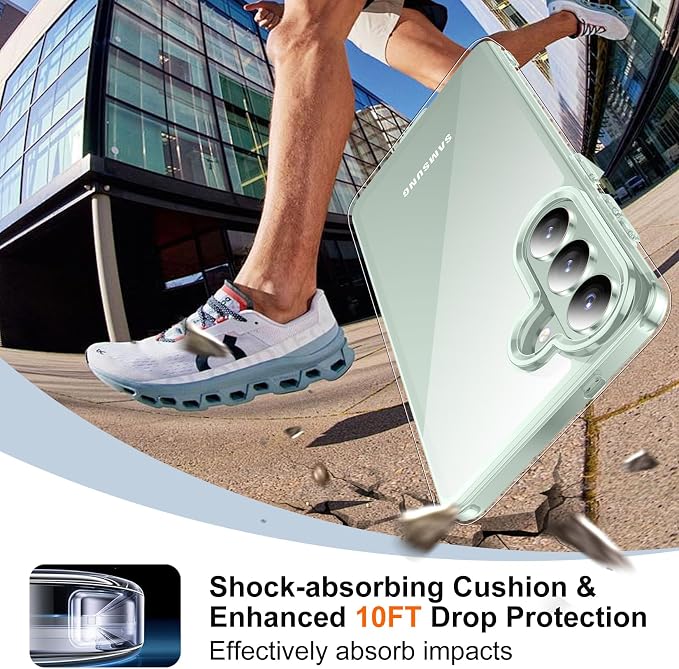 SPIDERCASE Designed for Samsung Galaxy S26 Case, [10 FT Military Grade Drop Protection], 2 Pack [Tempered Glass Screen Protector+Camera Lens Protector] Heavy Duty Shockproof Case,Clear
