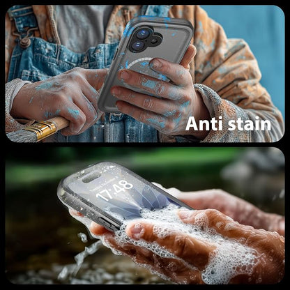 SPORTLINK for iPhone 17 Waterproof Phone Case - Built in Screen Protector/Shockproof Compatible with MagSafe/MilitaryRugged/Dropproof/Dustproof/Heavy Duty, Full Body for iPhone 17 6.3 inch Black