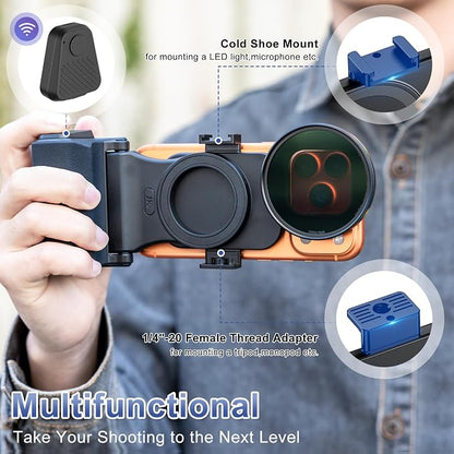 Upgraded 67mm CPL Filter Mount Kit with Magnetic Phone Camera Grip & Storage Pouch for iPhone 17 Air 16 15 14 Pro Max Accessories,Circular Polarizer Lens Filter Adapter Set w Cold Shoe & 1/4'' Hole