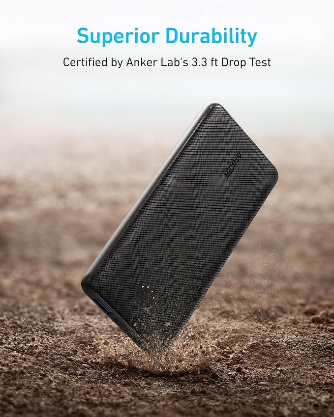Anker Power Bank(PowerCore 10K), Compact Travel-Ready 10,000mAh Battery Pack with PowerIQ Charging Technology, 5V/3A High-Speed Charging for iPhone, iPad,and More (2, Black)