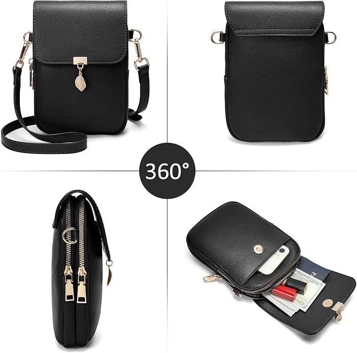 Small Crossbody Bags for Women Leather Multi Pocket Cell Phone Purse with RFID Blocking Card Slots for Everyday Use