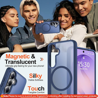 MOZOTER for Samsung Galaxy S26 Plus Case with Magnetic,[Compatible with MagSafe][12Ft Military Dropproof][2*Screen Protector] Translucent Anti-Slip Back Slim Shockproof Case for S26 Plus-Blue