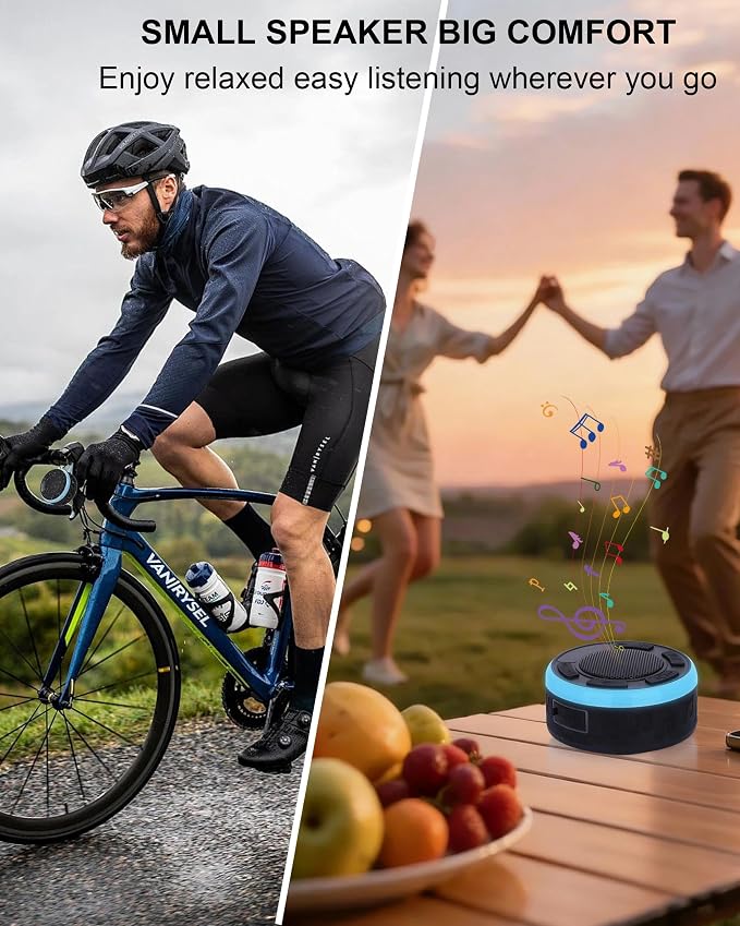 Shower Speaker Bluetooth Waterproof, Portable Wireless Bathroom Speaker with HD Sound & Deep Bass, IPX7 Waterproof Mini Speaker with Shower Phone Holder, for Shower, Pool & Travel