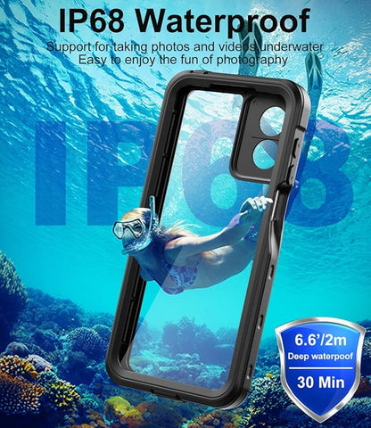 for Motorola Moto G Play 2024 Case, IP68 Waterproof with Built-in Screen Protector, Full Body Shockproof Dustproof Rugged Protective Phone Case for Moto G Play 2024 Black