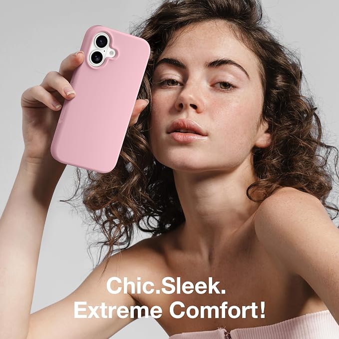 GONEZ Magnetic for iPhone 17 Case, Compatible with MagSafe, [Screen Protector + Camera Lens Protector], Liquid Silicone Anti-Scratch Shockproof Protective Phone Case 6.3 inch, Peach Pink