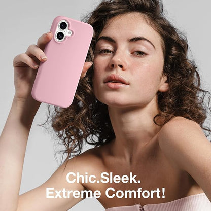 GONEZ Magnetic for iPhone 17 Case, Compatible with MagSafe, [Screen Protector + Camera Lens Protector], Liquid Silicone Anti-Scratch Shockproof Protective Phone Case 6.3 inch, Peach Pink