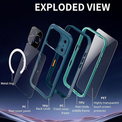Losin Compatible with iPhone 17 Pro Waterproof Case, [Compatible with MagSafe] [Built-in Screen Protector], Full Body Protection Military Grade Shockproof Case, Teal