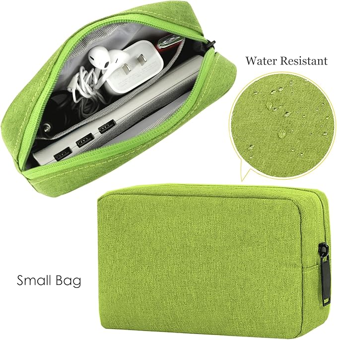 CAAORDKSO Electronics Accessories Organizer Pouch Bag, Electronic Organizer Travel Case Cord Storage Bag for Laptop Mouse Charger, Cable, Power Bank, Hard Drive, Various Accessories (Small+Big, Green)