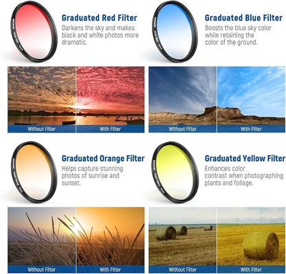 NEEWER 52mm 7 Pack ND Filter Set Compatible with iPhone, Clip On CPL+ ND32 + Starlight + GND (Red/Orange/Yellow/Blue) Phone Camera Lens Photography Accessories Kit