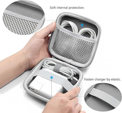 Small Travel Carrying Storage Case, 4.4"x4.4" Charger Organizer, Pouch compatible with MacBook Power Adapter, Laptop Accessories Cables, Cords, USB Drives, Earphones