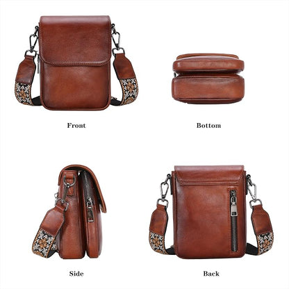 HESHE Leather Small Crossbody Bags for Women RFID Blocking Cell Phone Purse Anti-Theft Travel Bag with wide Straps