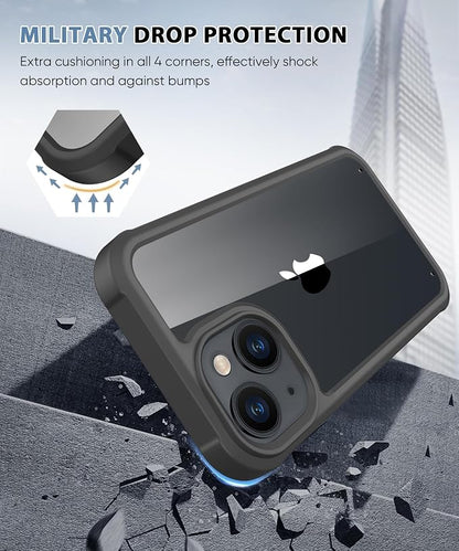 Compatible with iPhone 15 Plus Case, Built-in Screen Protector, with Camera Lens Protector, Anti-Yellowing Full Body Phone Case, Shockproof Protective Cover for 15Plus 6.7" (Black)