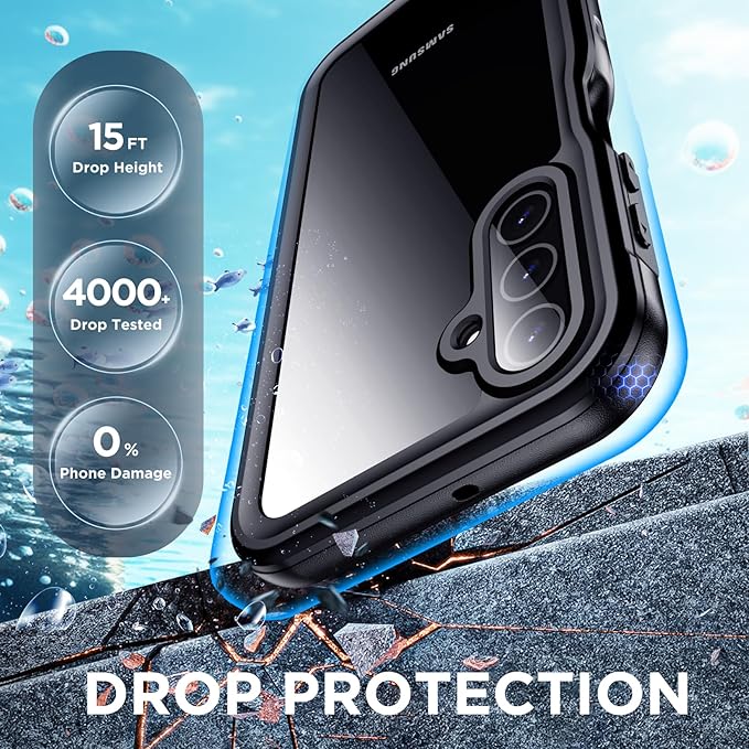 for Samsung Galaxy A15 5G Case Waterproof, [IP68 Underwater][Dropproof][Dustproof][Real 360] [Non-Slip] Heavy Duty Tough Rugged Shockproof Protective Phone Case for Galaxy A15 5G 6.5",Black